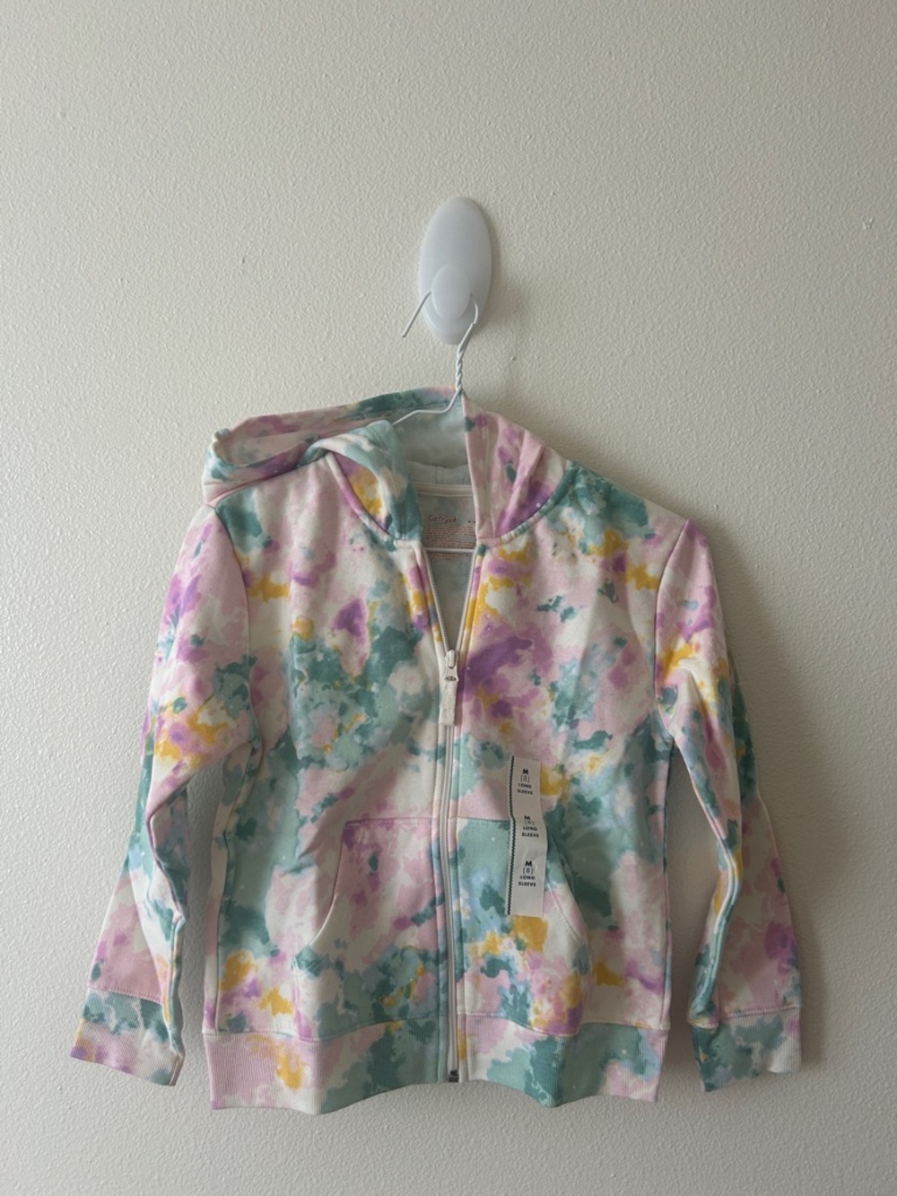 Cat & Jack Pastel Tie-Dye Zip Hoodie - Pink, Teal, Yellow